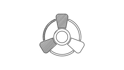 Sticker - Black line Car motor ventilator icon isolated on white background. 4K Video motion graphic animation