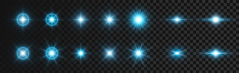 flash white-blue light on dark transparent background. vector glare, glow, twinkle effect. vector il