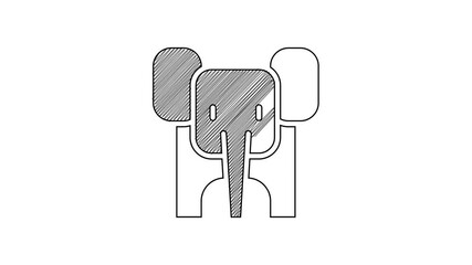 Sticker - Black line Elephant icon isolated on white background. 4K Video motion graphic animation