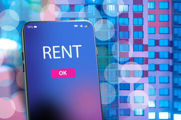 Poster - rent an apartment. rental housing. ?hoice of housing in the mobile app. program for the selection of
