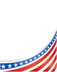 Wall Mural - American abstract flag wave corner banner border with an empty space for text.	
