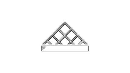 Sticker - Black line Louvre glass pyramid icon isolated on white background. Louvre museum. 4K Video motion graphic animation