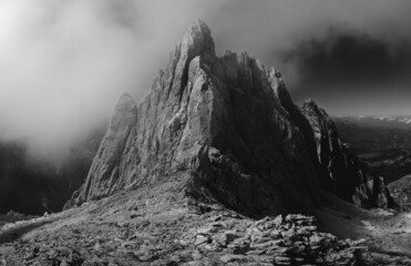 light and clouds on the peaks of the Gran Sasso massif and Campo Imperatore plateau 