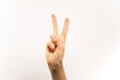 © Facundo - Mano señal de amor y paz, fondo blanco