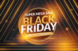 Gradient black friday sale banner with bokeh gold effect