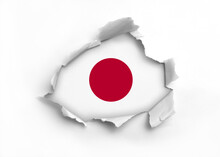 Flag Of Japan Underneath The Ripped Paper