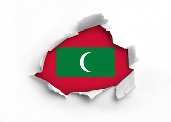 Wall Mural - Flag of Maldives underneath the ripped paper