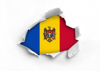 Wall Mural - Flag of Moldova underneath the ripped paper