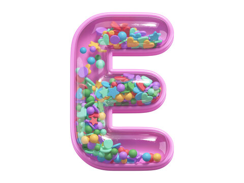 Pink toy font. Letter E. 