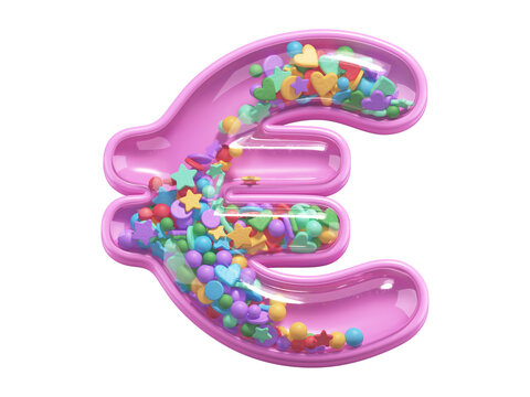 Pink toy font. Euro symbol. 