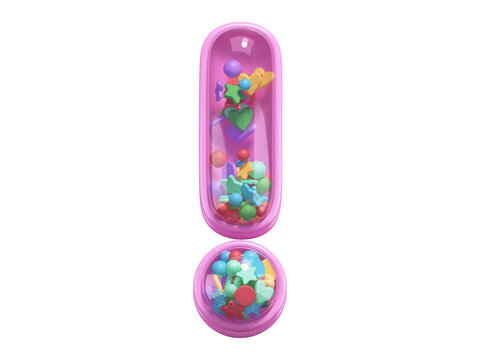 Pink toy font. Exclamation symbol. 