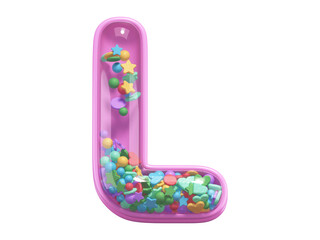 Wall Mural - Pink toy font. Letter L. 