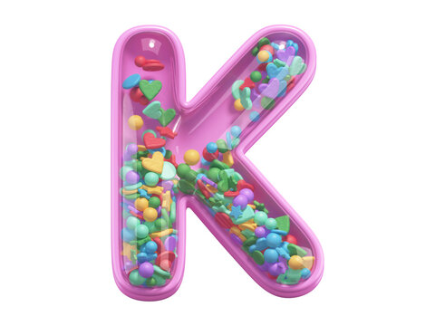 Pink toy font. Letter K. 