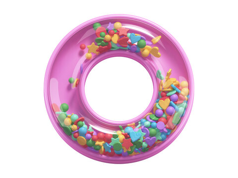 Pink toy font. Letter O. 