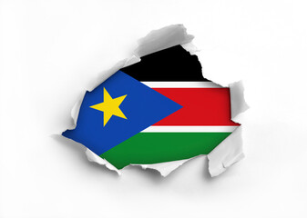 Wall Mural - Flag of South Sudan underneath the ripped paper