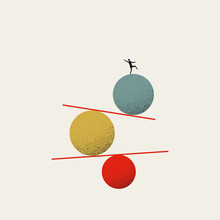 Struggle To Find Work Life Balance And Happiness. Symbol Of Challenge, Achievement. Minimal Vector Illustration.