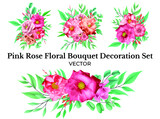 Fototapeta Sypialnia - Pink Rose Floral Bouquet Decoration