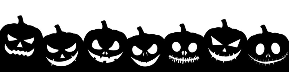 Wall Mural - Black header banner of halloween pumpkin