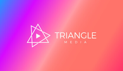 Poster - Geometric play button flat minimal style vector logo concept for media, video and music app. Linear abstract arrow isolated icon