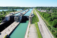 Aerial View Of A Lock At The Welland Canal, Canada