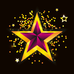 Sticker - Shiny Gold Star. Christmas Illustration for design on white background