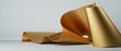 3d render, abstract fashion background with folded gold ribbon, paper scroll macro, golden foil