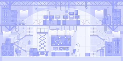 Poster - server room with equipment horizontal background