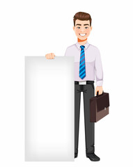 Sticker - Business man standing near blank placard