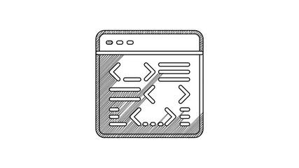 Black line Software, web developer programming code icon isolated on white background. Javascript computer script random parts of program code. 4K Video motion graphic animation