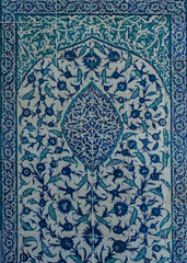 Wall Mural - Details of gorgeous tile design, seamless pattern from dark blue and white colors