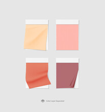 Realistic Fabric Color Swatches Mockup For Branding, Fashion, Clothing, Garment, Mood Board Color Showcase.