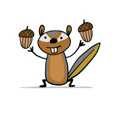 Poster - Funny Chimpank with nut. Ground Squirrel. Sketch for your design