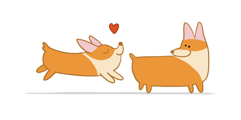 Poster - Corgi dogs. Funny Puppy. Sketch for your design