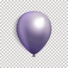 3d Realistic Colorful Balloon. Holiday Illustration Of Flying Glossy Balloon. Purple Balloon Isolated. Vector Illustration. EPS 10