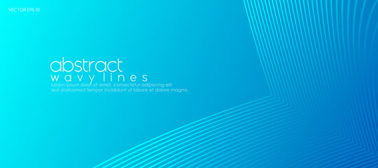 Poster - Soft blue minimal background with lines for modern concept of business and banner template. Vector
