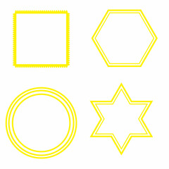 Poster - Golden geometric figures. Circles, square, hexagon, pentagon. Paper art seamless. Vector illustration. Stock image.