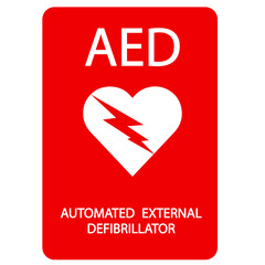 Sticker - AED,automated external defibrillator flat vector icon