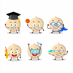 Wall Mural - School student of macadamia cartoon character with various expressions