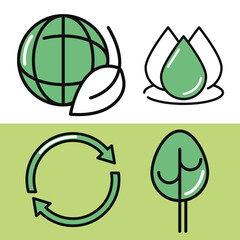 Sticker - green and sustainable icons