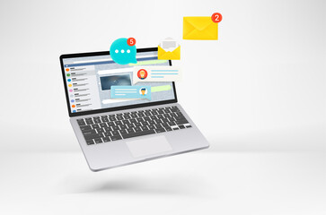 Poster - Modern laptop with notifications of messengers