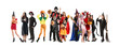 © Pixel-Shot - Friends in Halloween costumes on white background