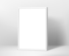 Poster - White a4 photo frame for content. Vector mock up