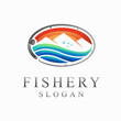 fishery logo with lake concept