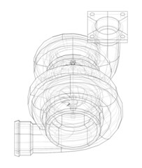 Automobile turbocharger concept outline. Vector