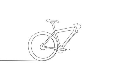 Poster - Animated self drawing of single continuous line draw mountain race bicycle logo. Urban bike to work and go green movement concept. Full length one line animation illustration.