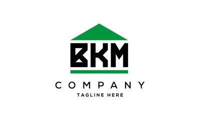 BKM three letters house for real estate logo design