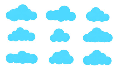 Poster - Cloud. Abstract blue cloudy set isolated on white background. Vector illustration.