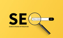 WebSEO Search Engine Optimization Concept With Magnifying Glass Vector