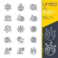 Lineo Editable Stroke - Global Business line icons