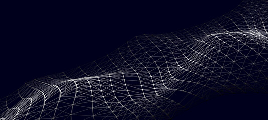 Technological wave of data transmission. Digital background. 3D vector illustration.